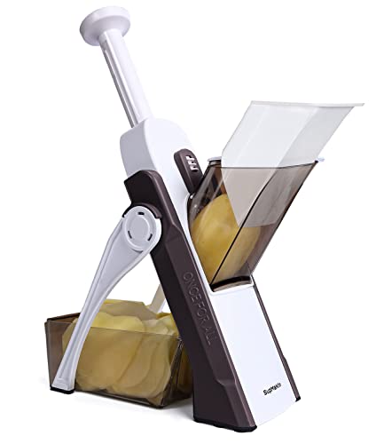 ONCE FOR ALL's Cortador de Verdura seguro, Multifuncional de Mandolina de Cocina Manual, Cuchillas de acero construidas, Artefacto de picar cocina para patata, Para el Chef y el Hogar