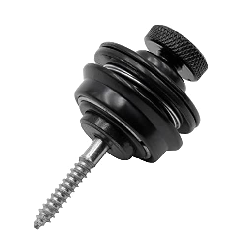 vhbw Enganches de seguridad de la correa, pines para correa de guitrarra clásica, española, bajo, guitarra eléctrica; negro con cierre de pinza