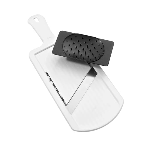 Fackelmann Mandolina de Cocina profesional ajustable para cortar verduras con Protector de Dedos, polímero y acero inoxidable, colores Blanco y Negro, 32x12, 5cm, 1 ud