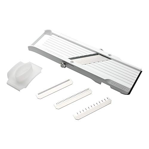 Benriner BN-64W-1 Mandolina Cortadora Para Verduras, Plástico ABS, 3 Cuchillas Intercambiables, Blanca, Clásica