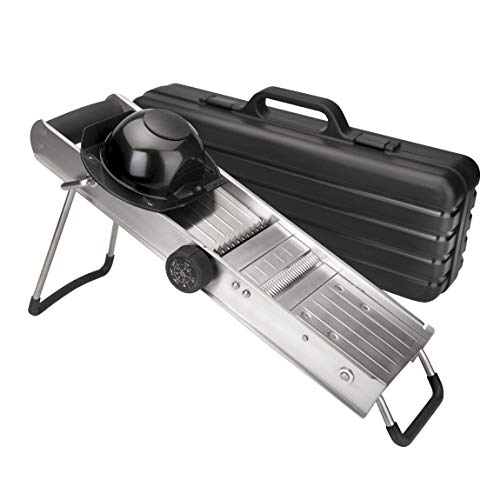 LACOR 60357 Mandolina, Con Protector y Cuchillas Giratorias Inox, Pies y mango Antideslizantes, Ideal para cortar Patatas, Verduras, Fruta, Cocina Profesional, Plateado, 45.5 x 22 x 10.5 cm