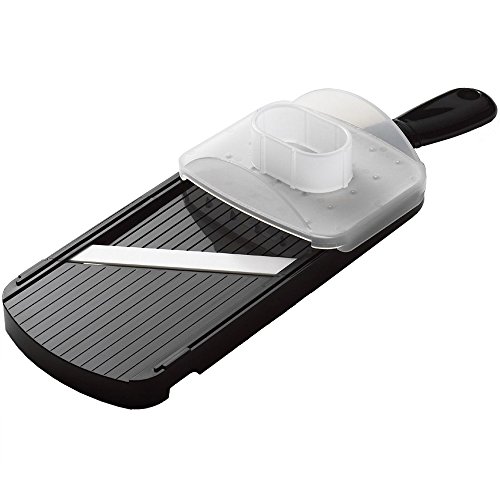 Kyocera CSN-152-NBK Mandoline Slicer, Doble Filo, Cuchilla de cerámica de Zirconia Afilada, Incluye guardamanos, Ligero, Apto para lavavajillas, Negro, Plastic