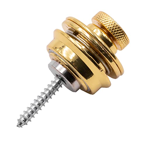 vhbw Enganches de seguridad de la correa, pines para correa de guitrarra clásica, española, bajo, guitarra eléctrica; oro con cierre de pinza