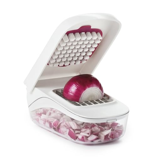 OXO Good Grips - Picadora manual de verdura, fácil de guardar, color blanco