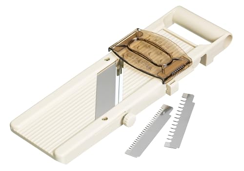 KitchenCraft ‎ JPSLICER Mandolina Japonesa con 3 Cuchillas (empuñadura de Seguridad), Beige Beige, 32.5cm (L) x 10cm (W)