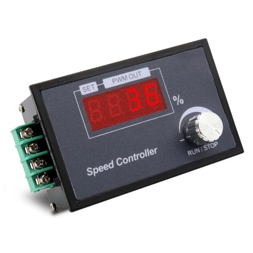 PWM Controlador de Velocidad del Motor Binghe DC 6-60V Regulador de Velocidad, Mando codificador, Frecuencia Ajustable 1-100KHZ, 0-100% Control de Velocidad, Arranque/Parada Suave para Motores DC
