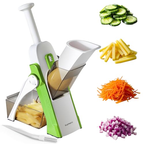 ONCE FOR ALL's Cortador de Verdura seguro, Multifuncional de Mandolina de Cocina Manual, Cuchillas de acero construidas, Artefacto de picar cocina para patata, Para el Chef y el Hogar