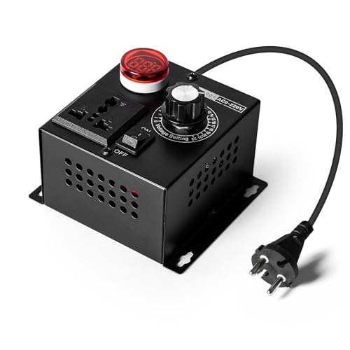 DEWIN Regulador de Voltaje 220V AC Regulador de Velocidad Ajustable 5000W SCR Controlador de Velocidad de Ventilador Multifuncional Reductor de Velocidad, Temperatura y Luz (EU Plug)